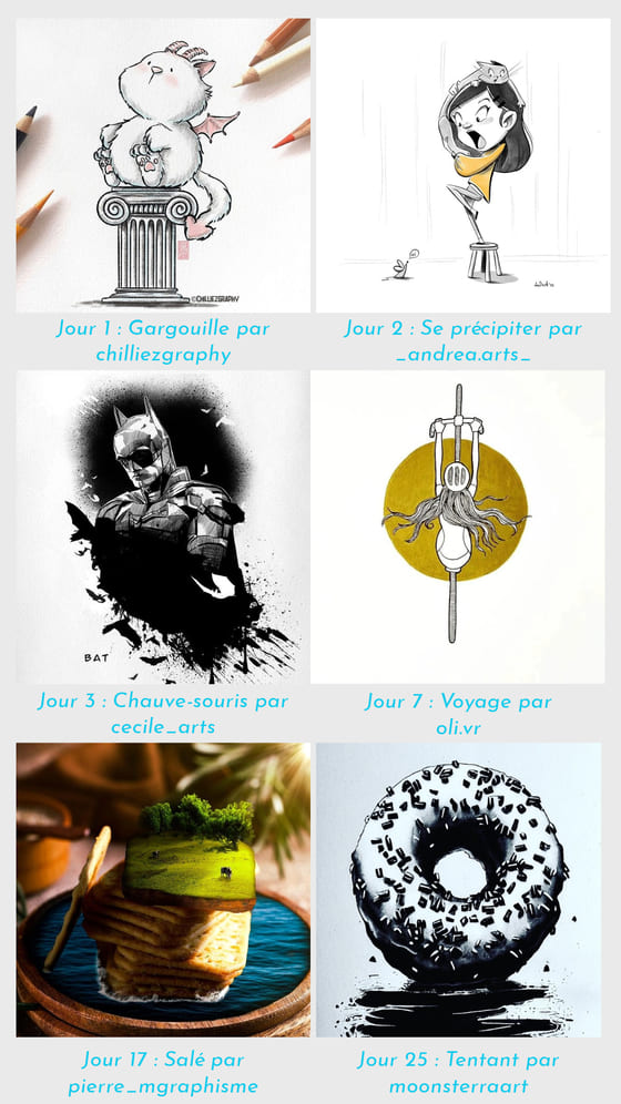 exemples de dessins raliss pour Inktober 2022
