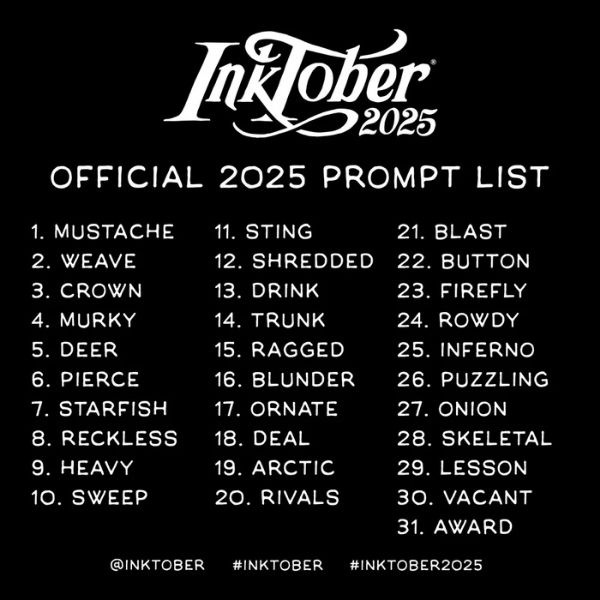 inktober 2025 list themes