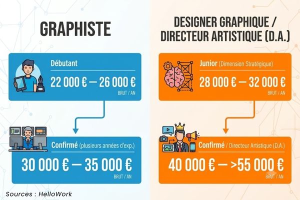 infographie comparaison salaires graphiste designer graphique