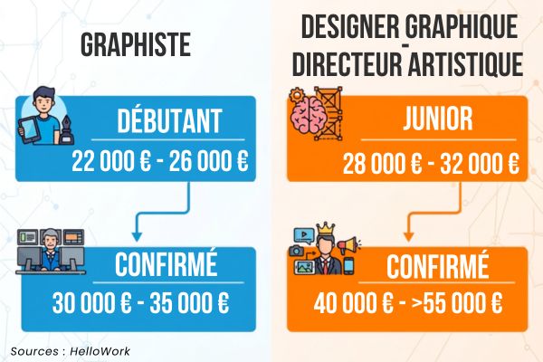 infographie comparaison salaires graphiste designer graphique