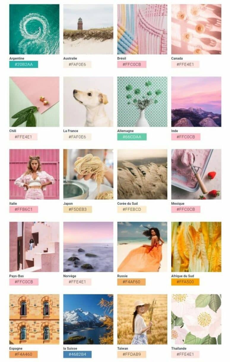 couleurs populaires par pays