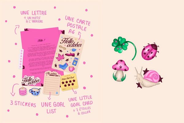 Aperçu des stickers et du mail club de Carla Petisca